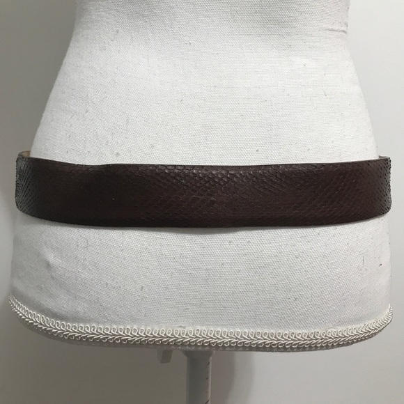 W. Kleinberg Brown Snakeskin Belt with Gold Clip main image 9